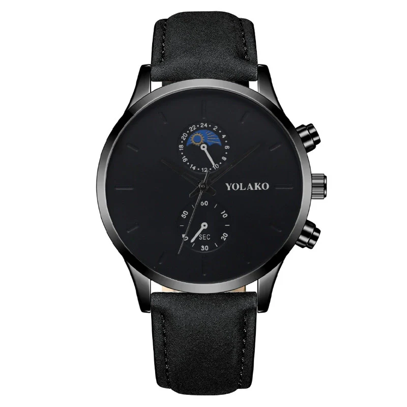 Fashionable Men's Alloy Leather Belt Quartz Watch With Round Dial - Image 2
