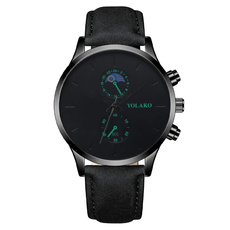 Fashionable Men's Alloy Leather Belt Quartz Watch With Round Dial - Image 5