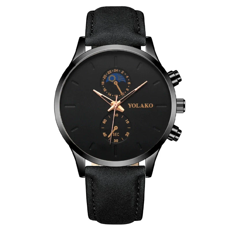 Fashionable Men's Alloy Leather Belt Quartz Watch With Round Dial - Image 6