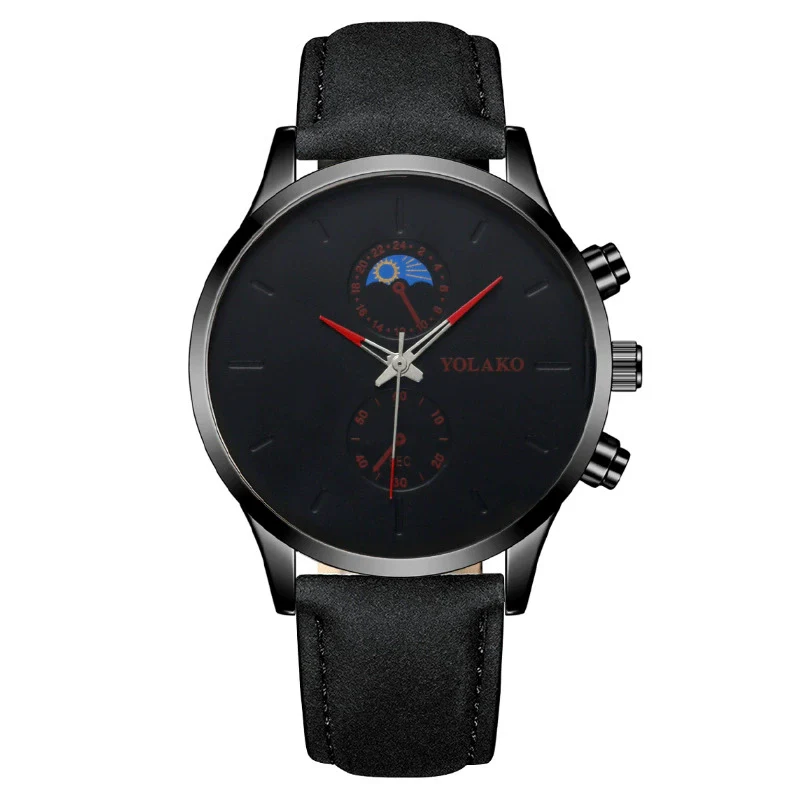 Fashionable Men's Alloy Leather Belt Quartz Watch With Round Dial - Image 7