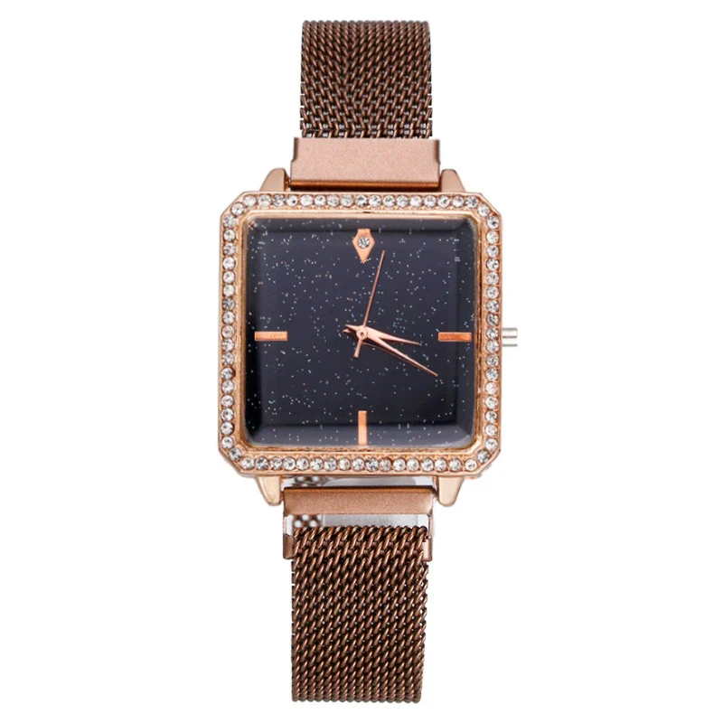 Fashionable Square Metal Women's Watch With Ironabsorbing Magnetic Buckle And Mineral Strengthened Glass Mirror - Image 4