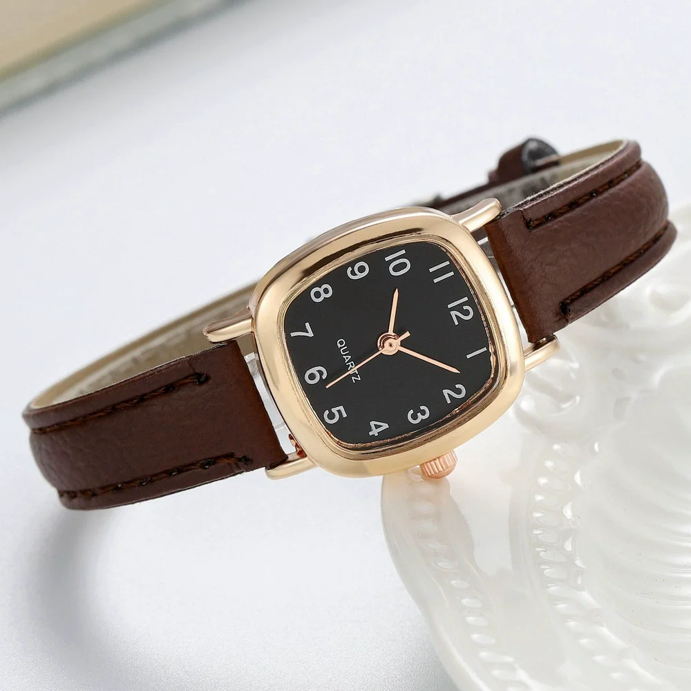 Fashionable Women's Alloy Strap Round Dial Watch Pin Buckle Spiral Crown Ordinary Glass Mirror - Image 4