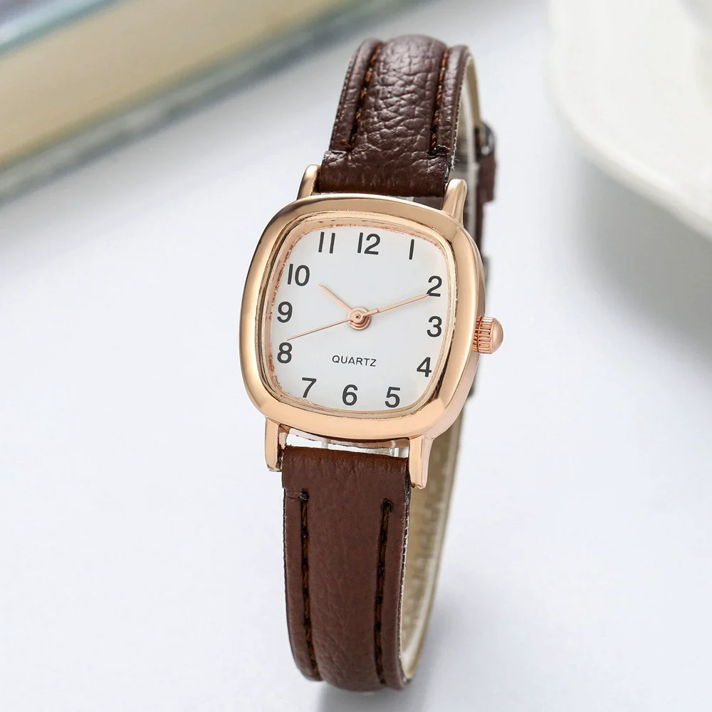 Fashionable Women's Alloy Strap Round Dial Watch Pin Buckle Spiral Crown Ordinary Glass Mirror - Image 8
