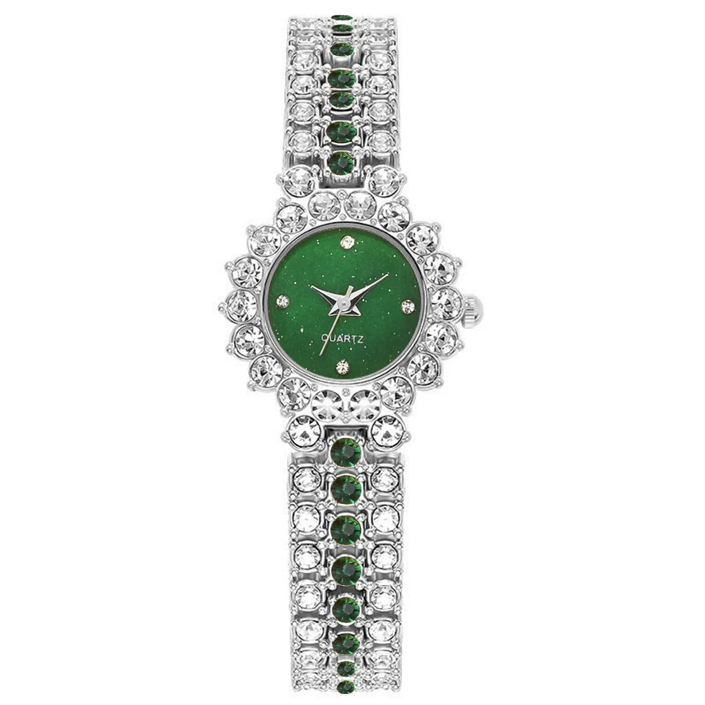 Fashionable Women's Diamondencrusted Quartz Bracelet Watch With Starry Sky Design Alloy Case Rose Gold Buckle And Round Dial