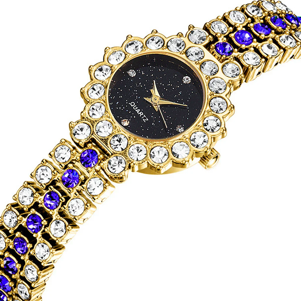 Fashionable Women's Diamondencrusted Quartz Bracelet Watch With Starry Sky Design Alloy Case Rose Gold Buckle And Round Dial - Image 2