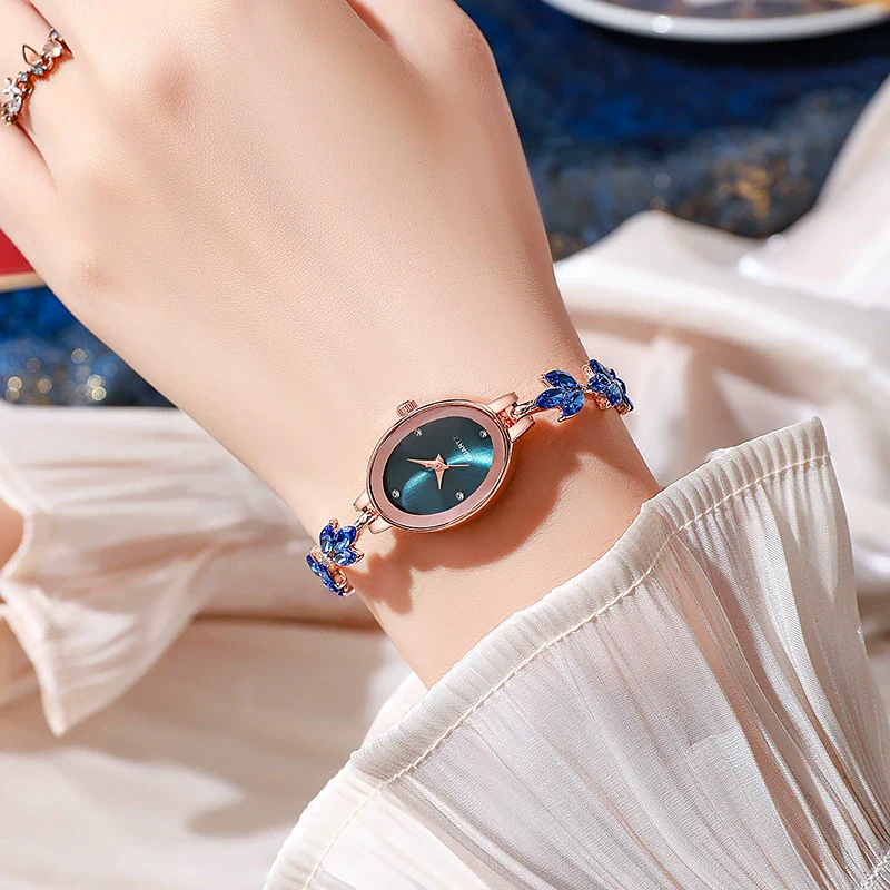 Fashionable Women's Oval Quartz Bracelet Watch With Alloy Buckle And Ordinary Glass Mirror - Image 2