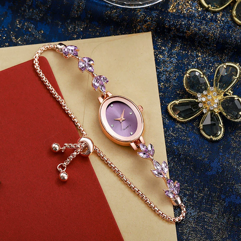 Fashionable Women's Oval Quartz Bracelet Watch With Alloy Buckle And Ordinary Glass Mirror - Image 4