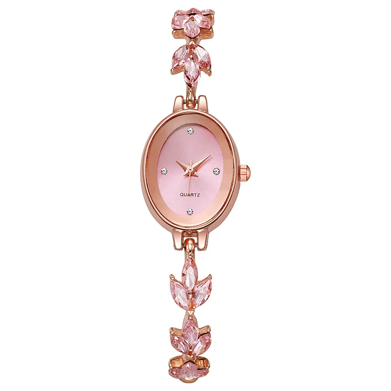 Fashionable Women's Oval Quartz Bracelet Watch With Alloy Buckle And Ordinary Glass Mirror - Image 5