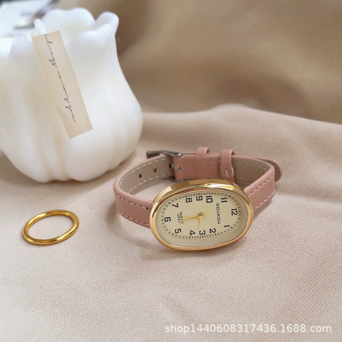Female Student Digital Exam Watch Oval Dial Metal Case Ordinary Glass Mirror Fashion Style - Image 4