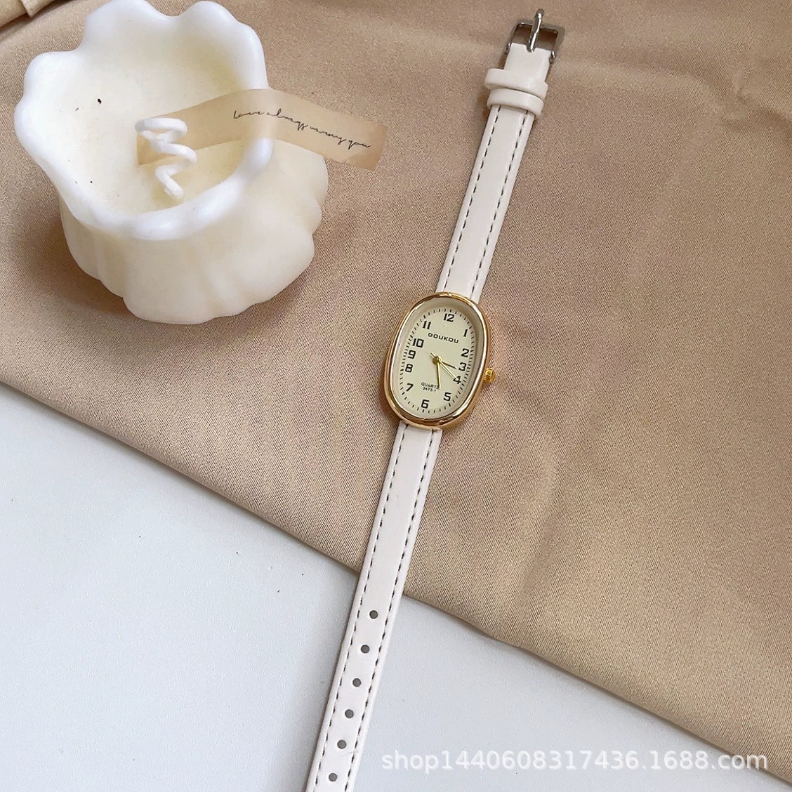 Female Student Digital Exam Watch Oval Dial Metal Case Ordinary Glass Mirror Fashion Style - Image 5
