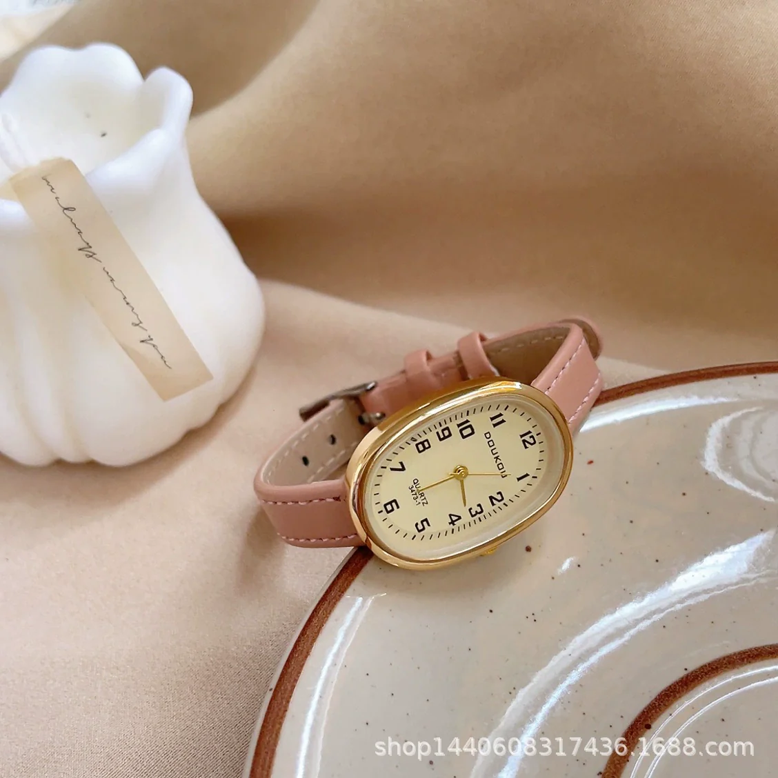 Female Student Digital Exam Watch Oval Dial Metal Case Ordinary Glass Mirror Fashion Style - Image 7