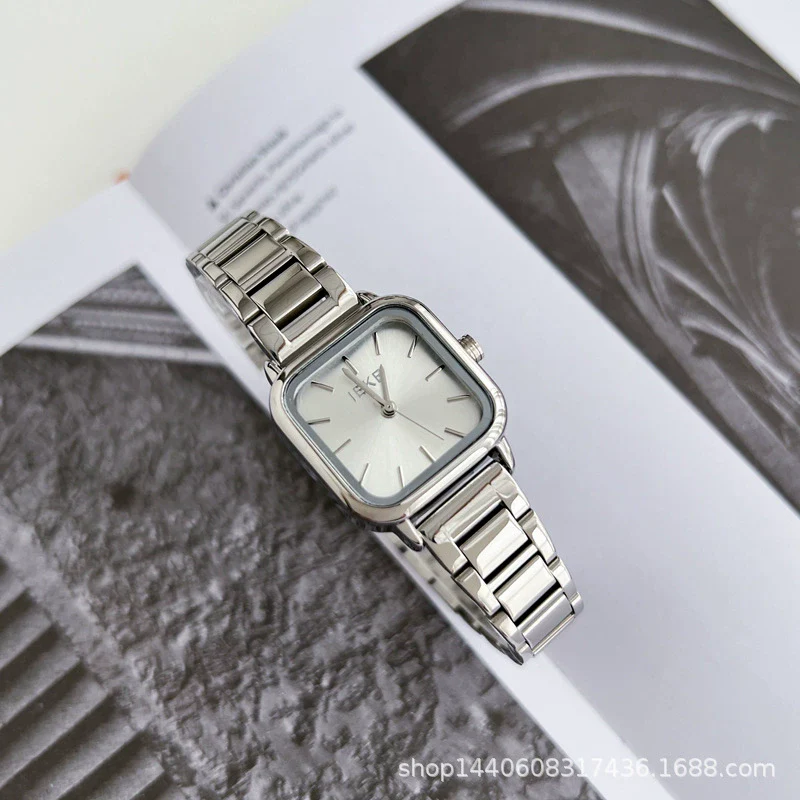 Female Student Fashion Square Alloy Case Steel Band Watch