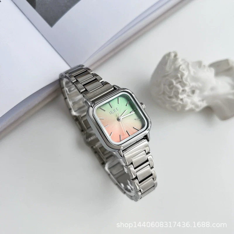 Female Student Fashion Square Alloy Case Steel Band Watch - Image 8