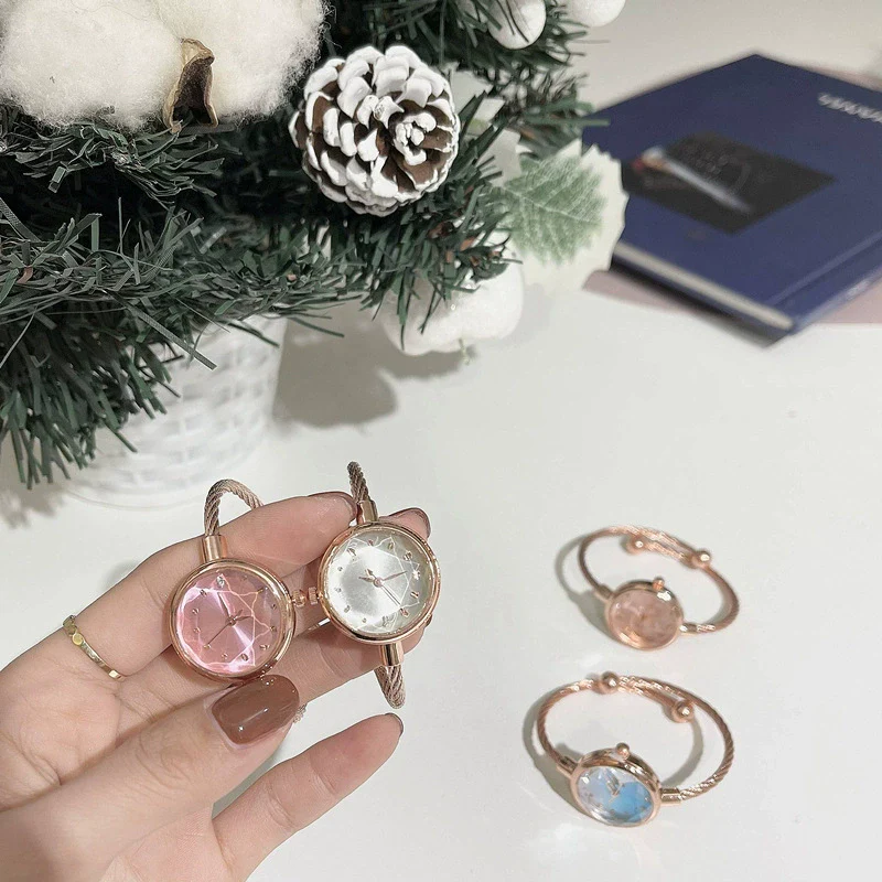 Female Student Leisure Style Alloy Case Ordinary Glass Mirror Bracelet Watch With Gradient Small Dial - Image 5
