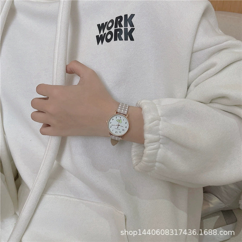 Female Student Leisure Style Alloy Case Plaid Quartz Watch - Image 3