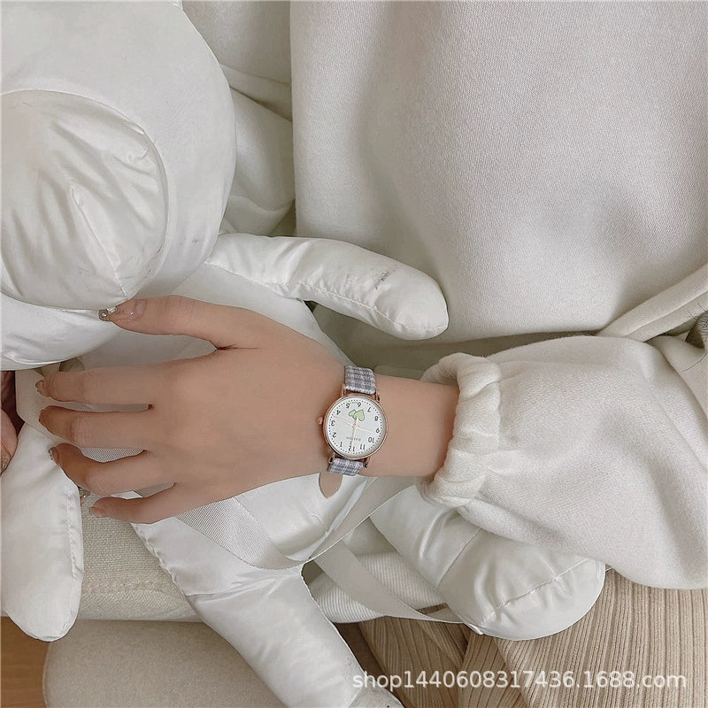 Female Student Leisure Style Alloy Case Plaid Quartz Watch - Image 5