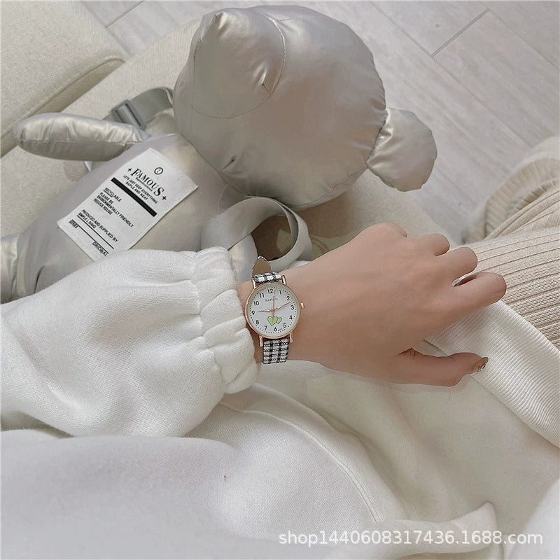 Female Student Leisure Style Alloy Case Plaid Quartz Watch - Image 6