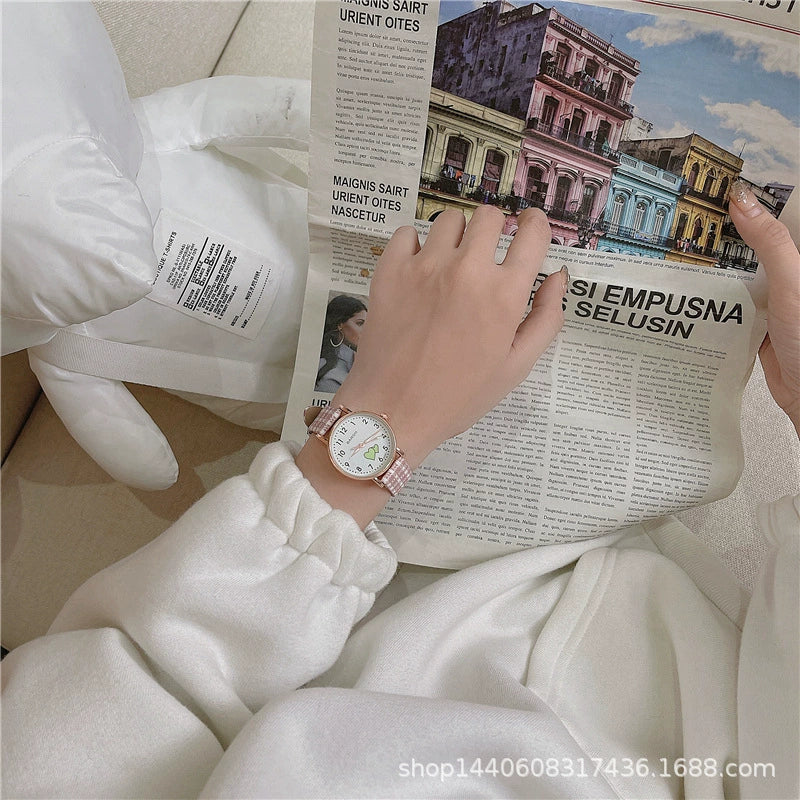 Female Student Leisure Style Alloy Case Plaid Quartz Watch - Image 7