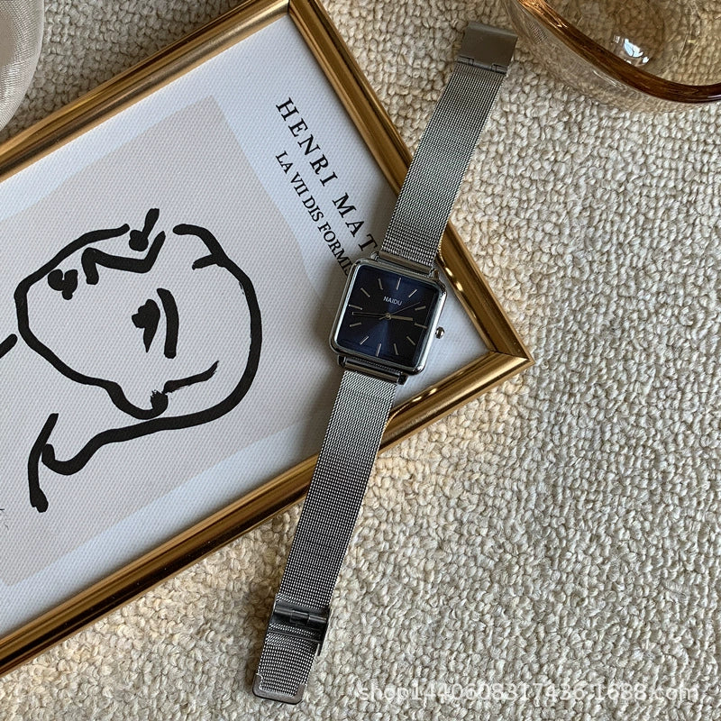 Female Watch Alloy Metal Steel Wire Belt Square Simple Cold Wind Green Leisure Design - Image 3