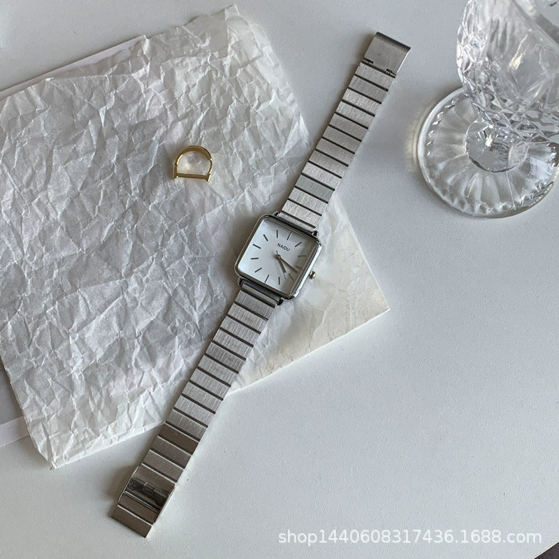 Female Watch Alloy Metal Steel Wire Belt Square Simple Cold Wind Green Leisure Design - Image 8