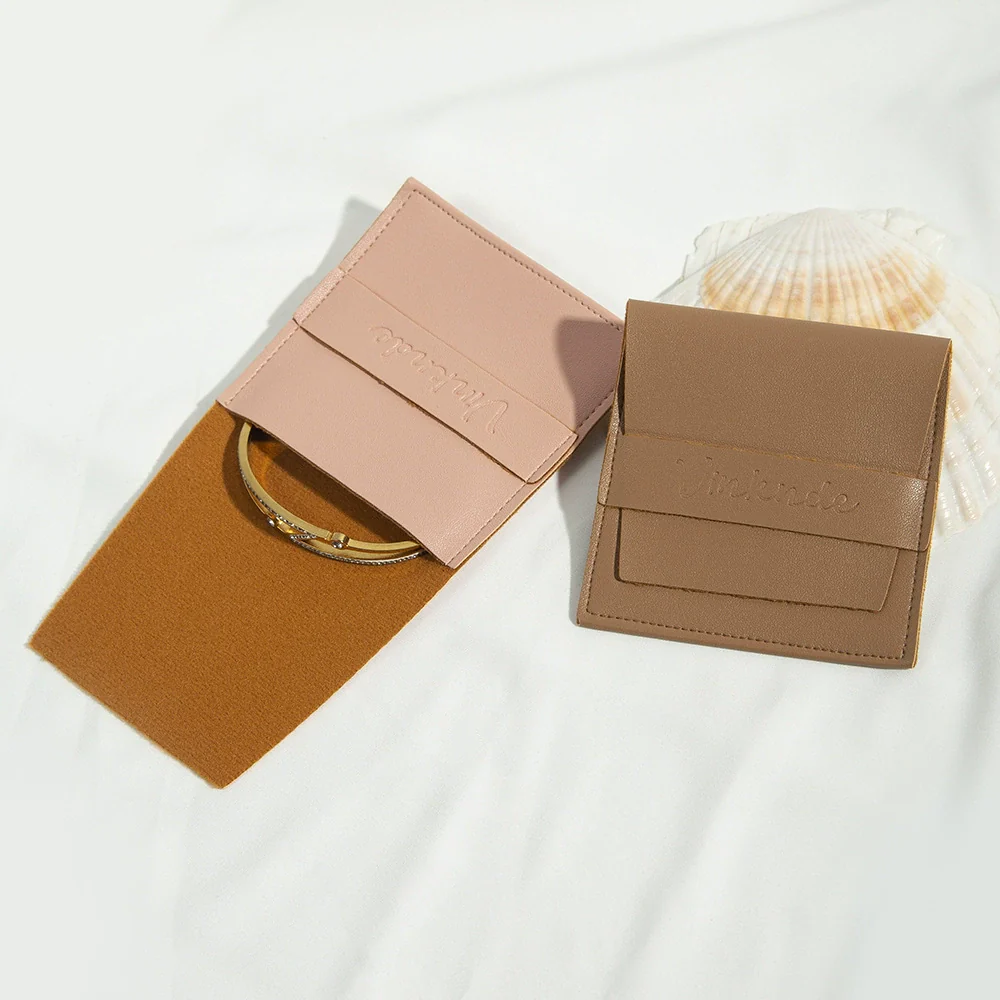 Flip Gift Imitation Leather Pu Jewelry Packaging Bag Thermal Transfer Printing For Necklace Ring Storage - Image 4