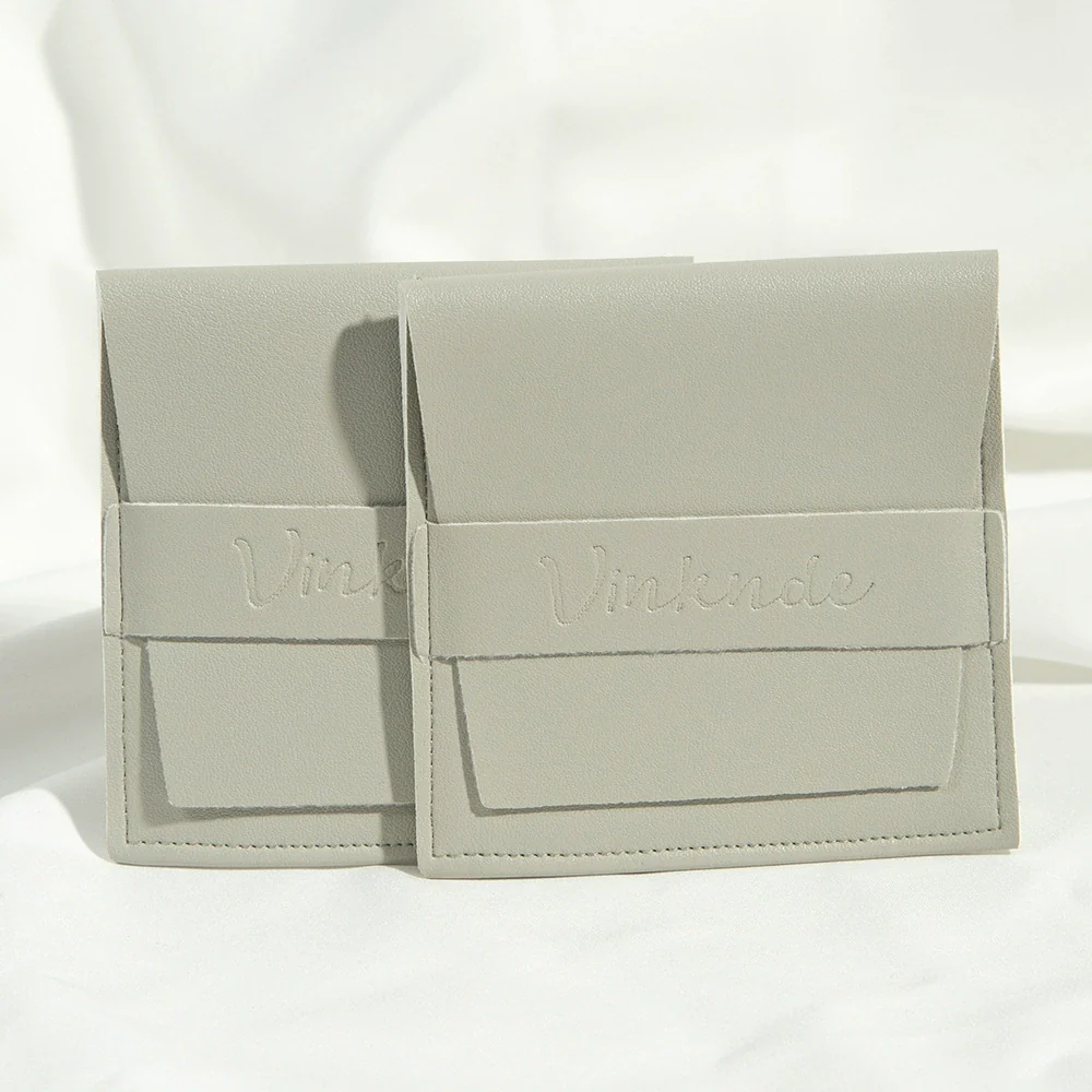 Flip Gift Imitation Leather Pu Jewelry Packaging Bag Thermal Transfer Printing For Necklace Ring Storage - Image 9