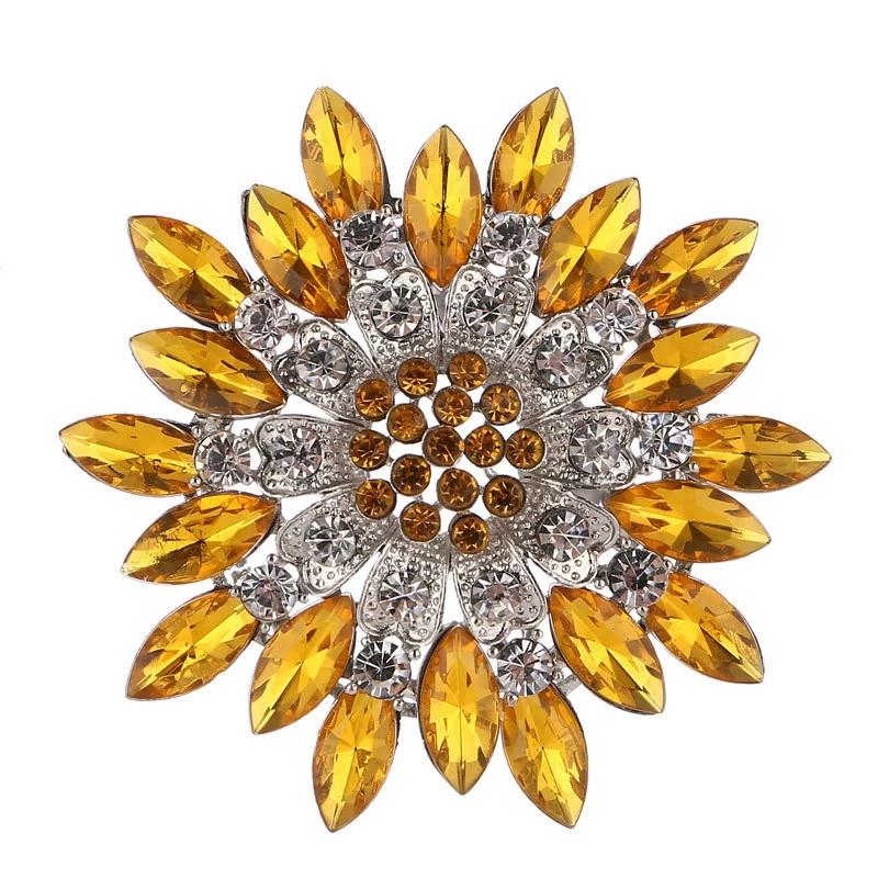 Flower Encrusted Alloy And Acrylic Brooch Electroplated Women's And Unisex Clothing Accessory - Image 19