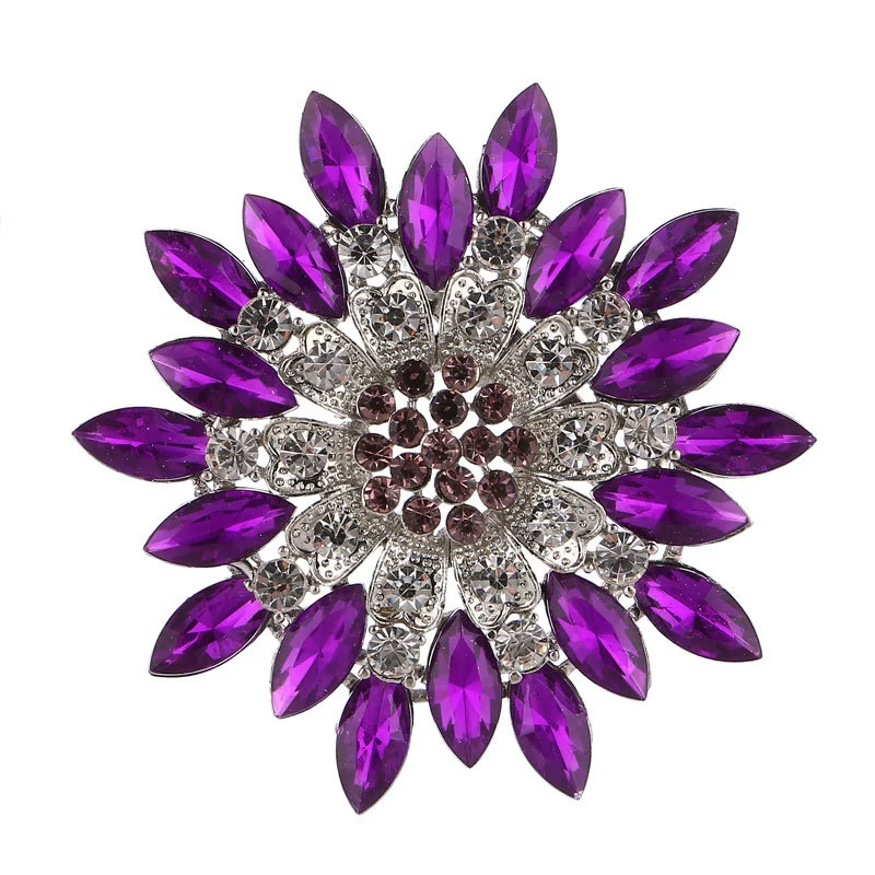 Flower Encrusted Alloy And Acrylic Brooch Electroplated Women's And Unisex Clothing Accessory - Image 21