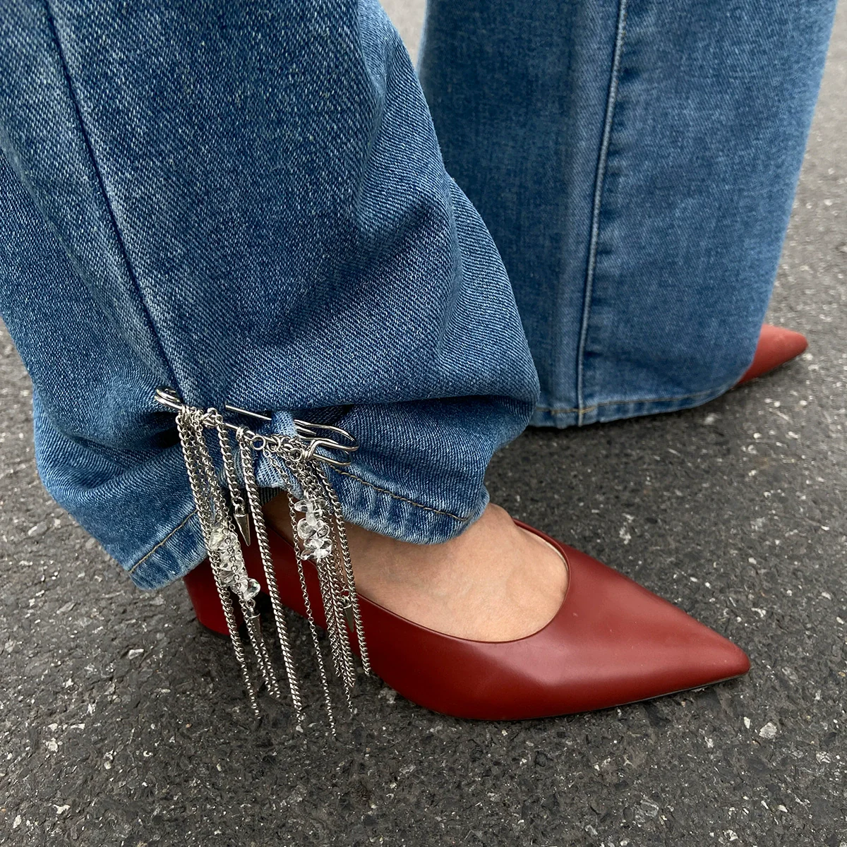 Foot Chain Iron Coppercladiron Turquoise Alloy Rivet Hiphop Multilayer Tassel Women - Image 3