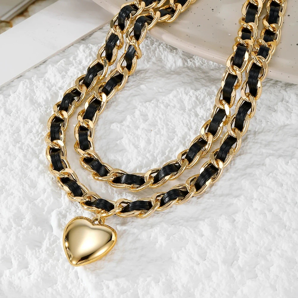 Fragrance Necklace Alloy Velvet Bamboo Chain Heart Shape Electroplating For Women - Image 3