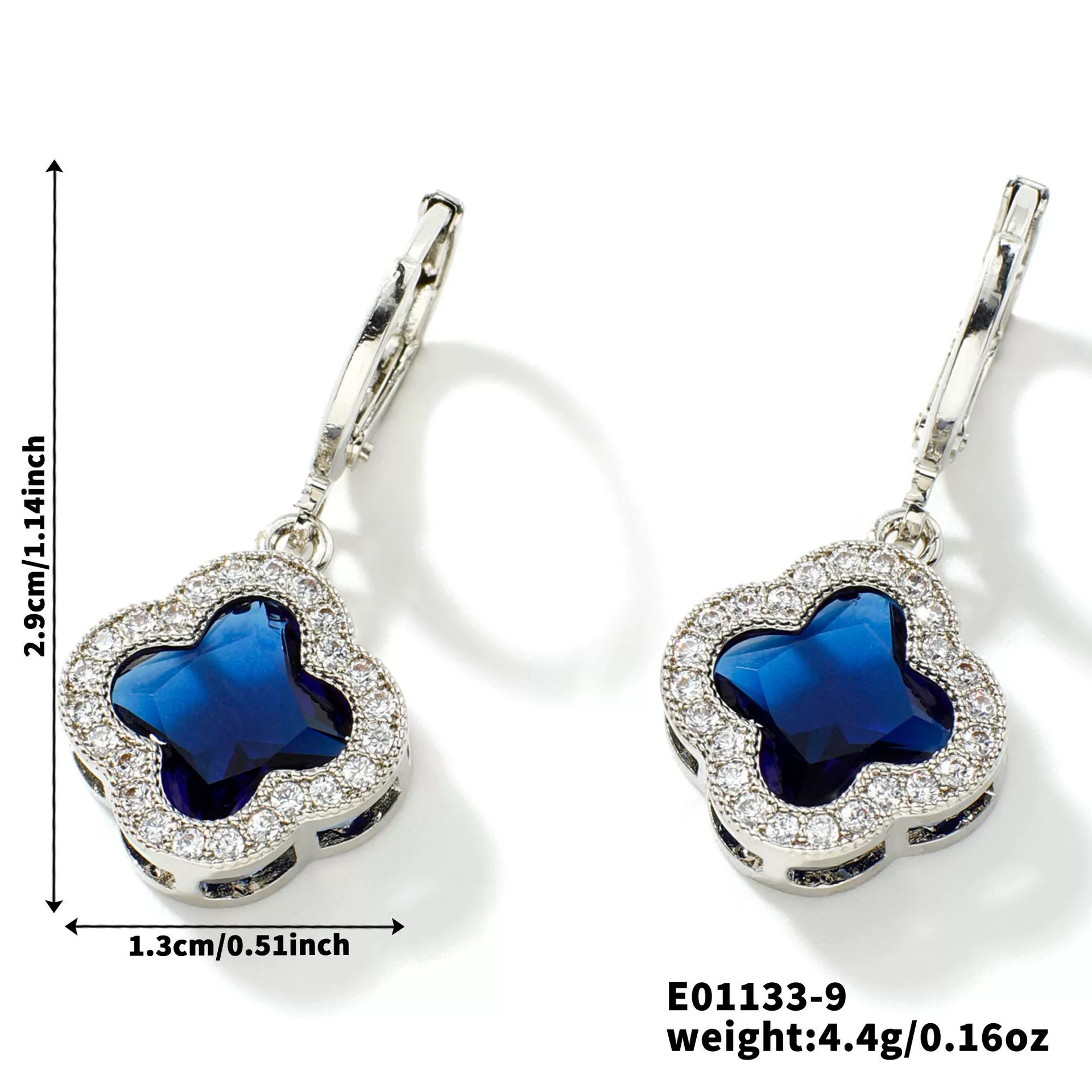Fragrant Fourleaf Clover Earrings Copper Zircon Glass Geometric Fashion Electroplating - Image 14