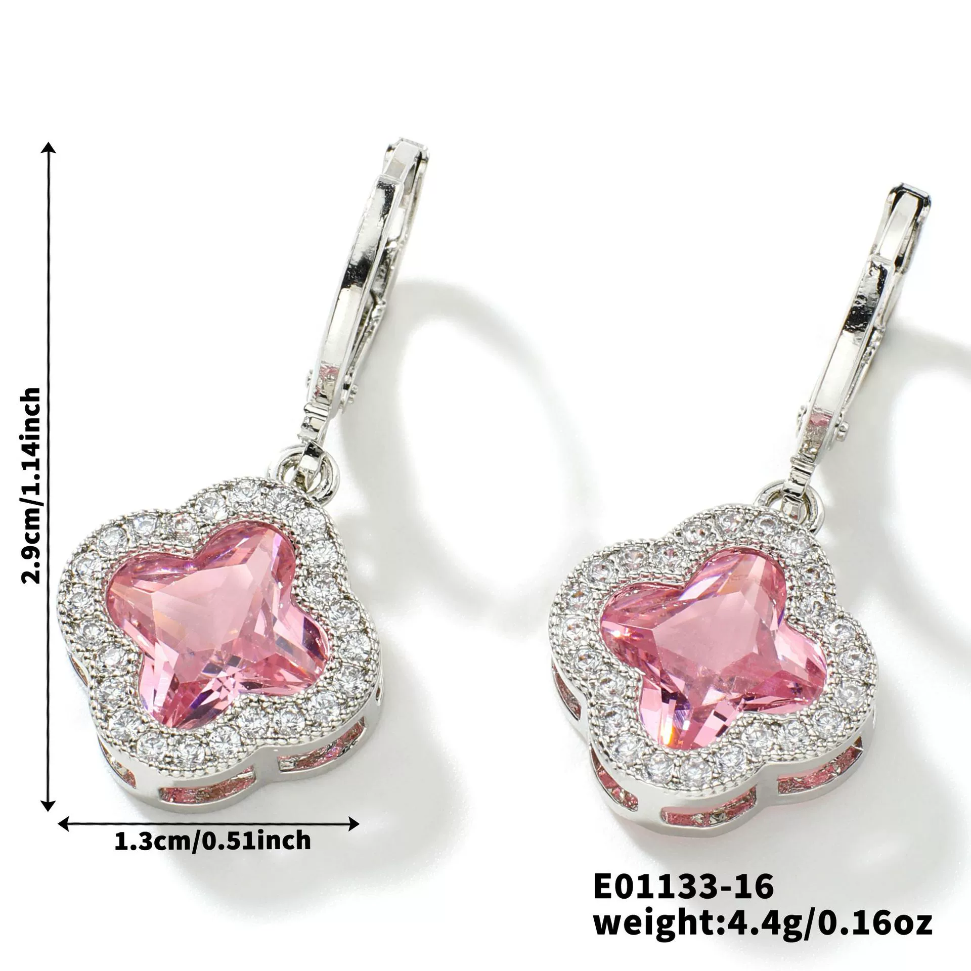 Fragrant Fourleaf Clover Earrings Copper Zircon Glass Geometric Fashion Electroplating - Image 21