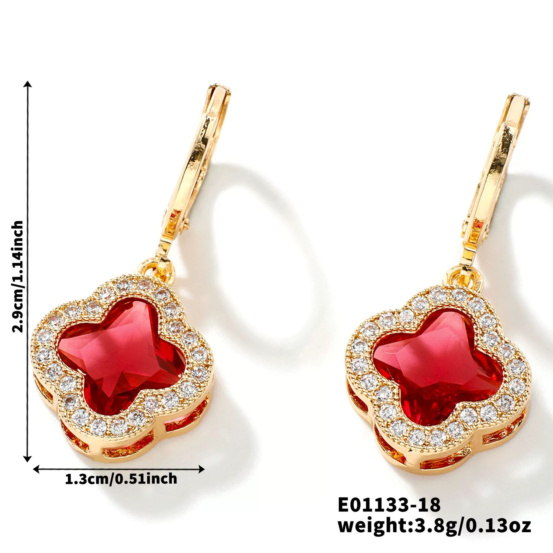 Fragrant Fourleaf Clover Earrings Copper Zircon Glass Geometric Fashion Electroplating - Image 23