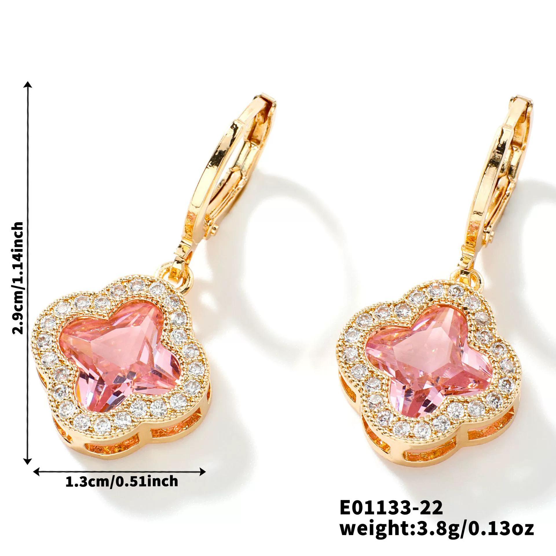 Fragrant Fourleaf Clover Earrings Copper Zircon Glass Geometric Fashion Electroplating - Image 27
