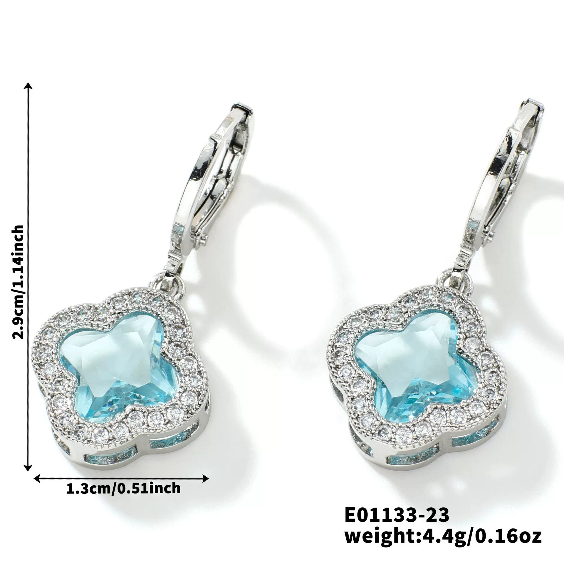 Fragrant Fourleaf Clover Earrings Copper Zircon Glass Geometric Fashion Electroplating - Image 28