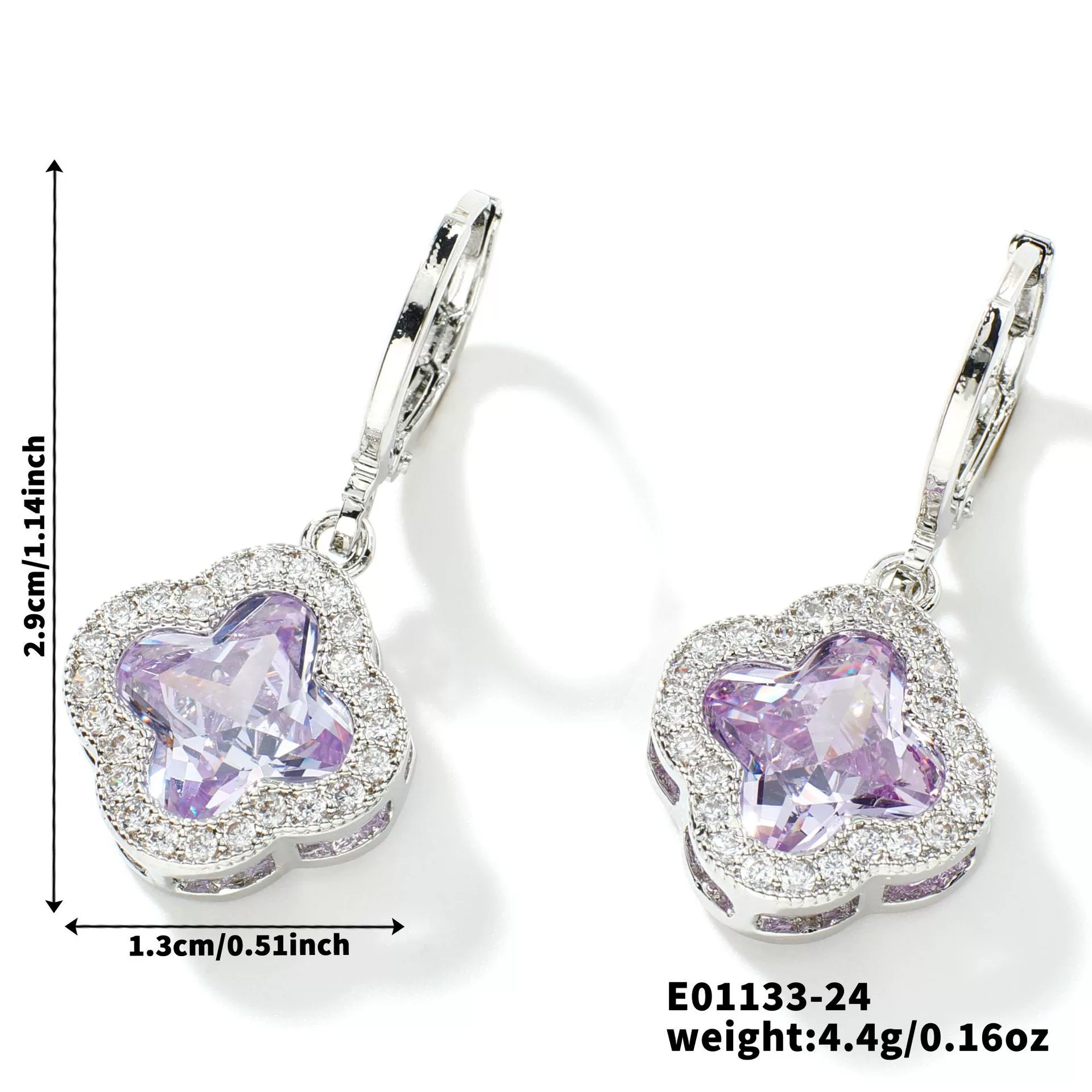 Fragrant Fourleaf Clover Earrings Copper Zircon Glass Geometric Fashion Electroplating - Image 29