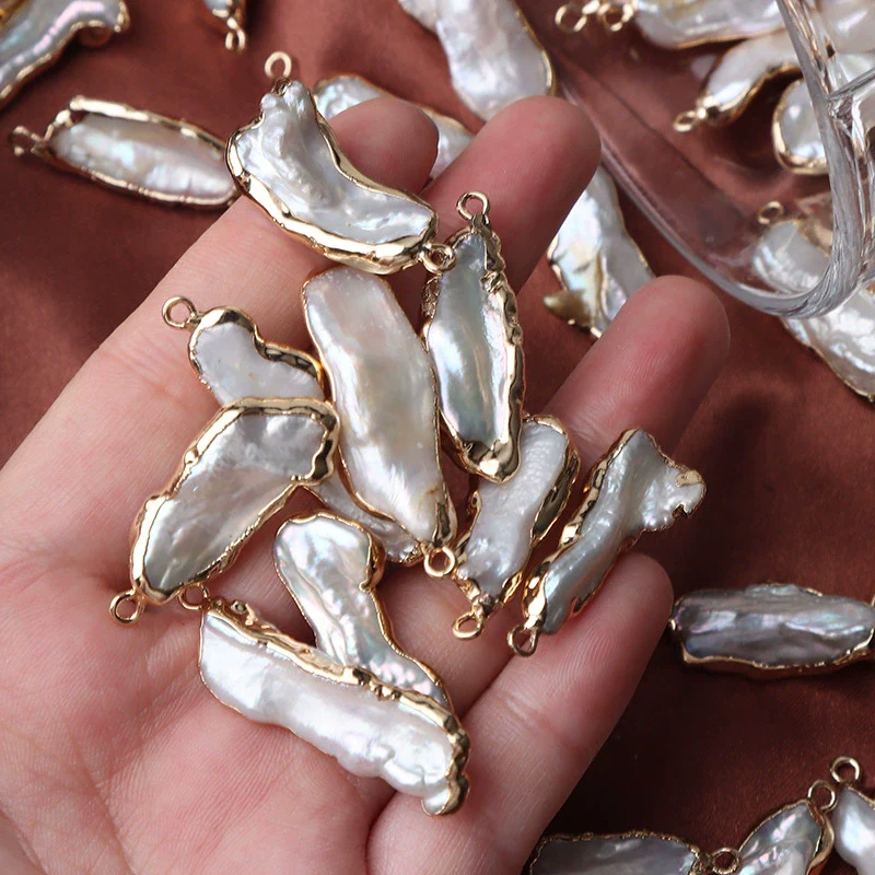 Freshwater Pearl Pipa Beads Baroque Goldplated Loose Beads Hanging Earrings Pendant Jewelry Diy Accessories - Image 2