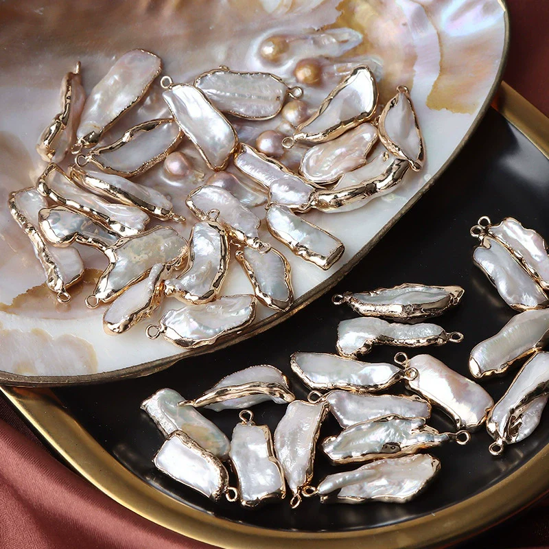Freshwater Pearl Pipa Beads Baroque Goldplated Loose Beads Hanging Earrings Pendant Jewelry Diy Accessories - Image 5