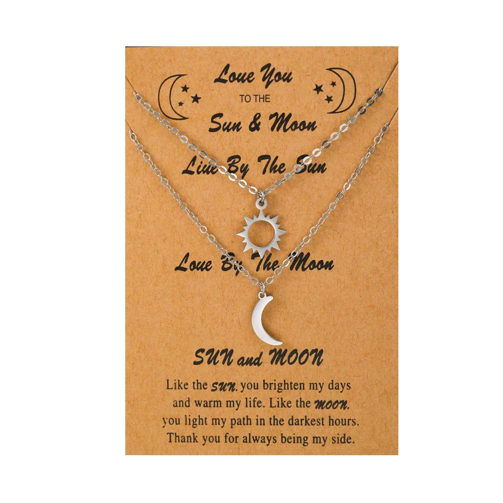 Friendship Titanium Steel Star Moon Pendant Necklace Electroplated Unisex Fashion - Image 5