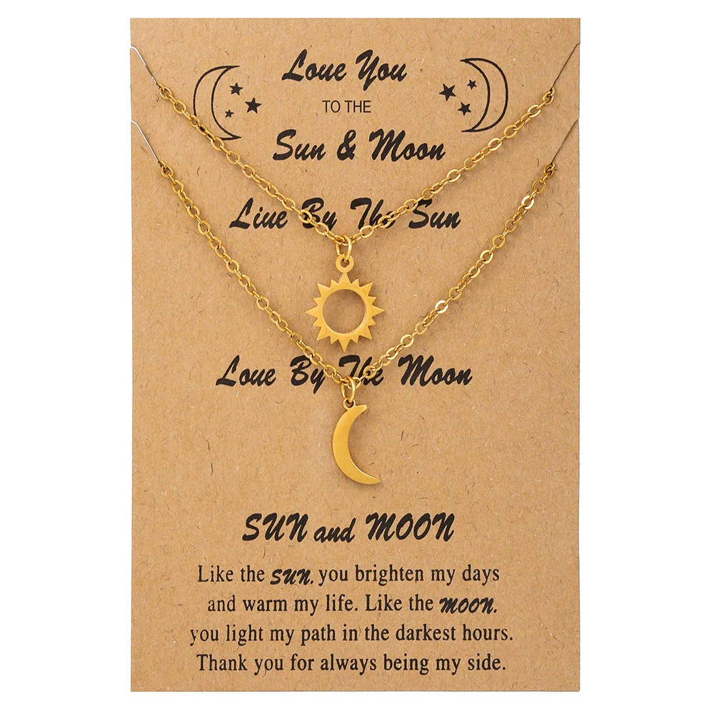 Friendship Titanium Steel Star Moon Pendant Necklace Electroplated Unisex Fashion - Image 6