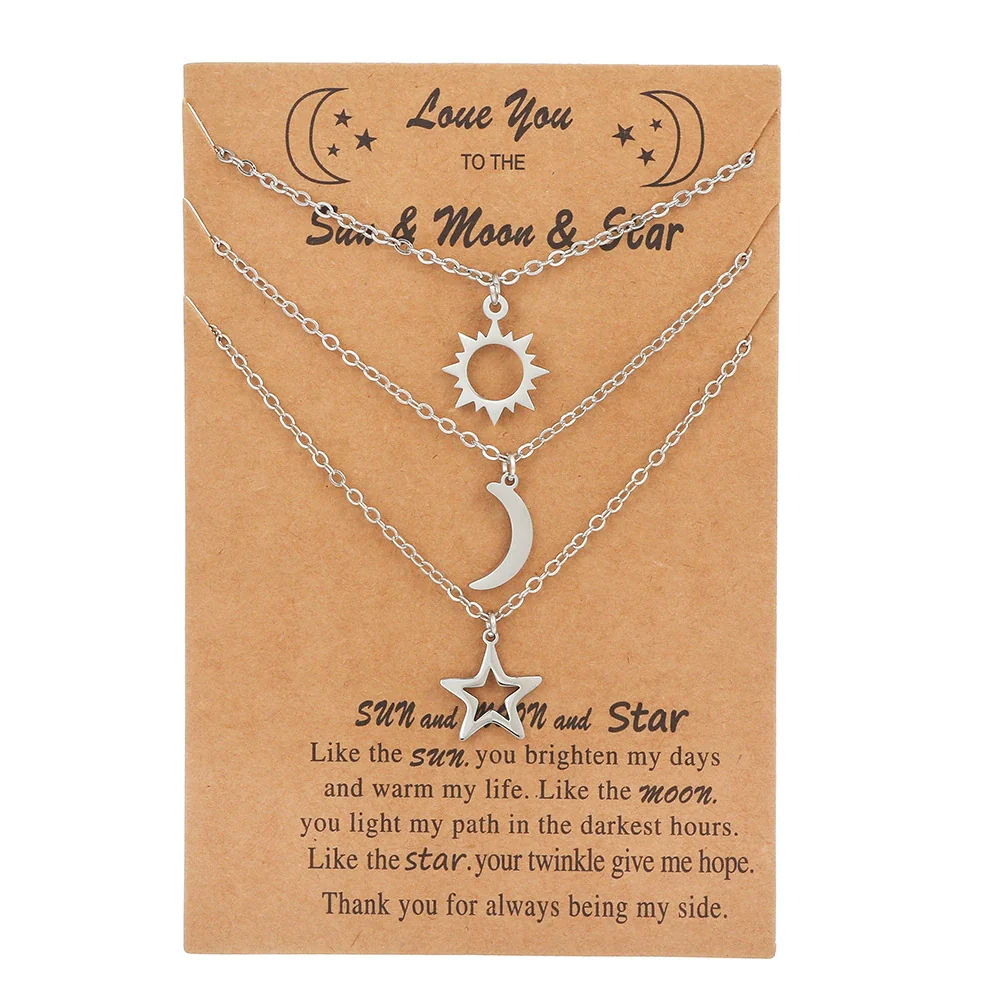 Friendship Titanium Steel Star Moon Pendant Necklace Electroplated Unisex Fashion - Image 7