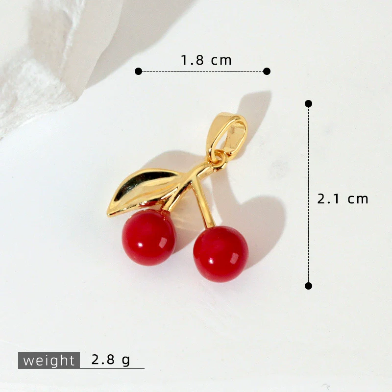 Fruit Cherry Strawberry Pendant Copper Micro Inlaid Zircon Electroplated Pendant For Bracelet Neckchain - Image 10