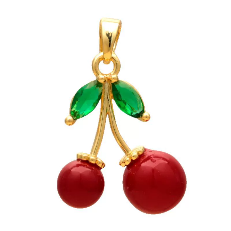 Fruit Cherry Strawberry Pendant Copper Micro Inlaid Zircon Electroplated Pendant For Bracelet Neckchain - Image 5