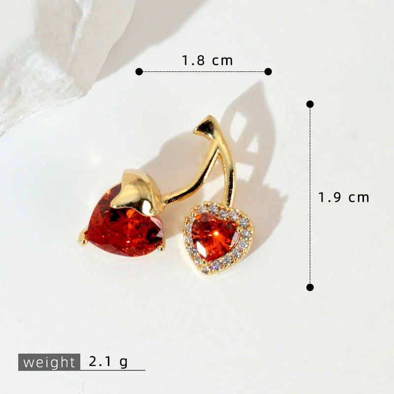 Fruit Cherry Strawberry Pendant Copper Micro Inlaid Zircon Electroplated Pendant For Bracelet Neckchain - Image 9