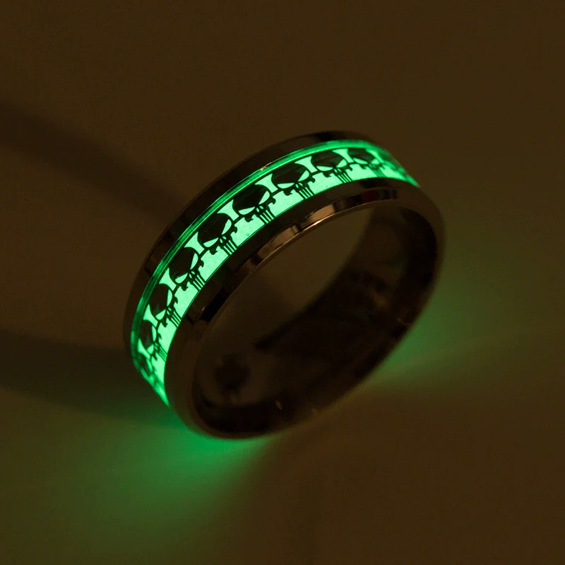 Game Peripheral Ring Stainless Steel With Letters Numbers Text Dripping Oil Luminous Jewelry