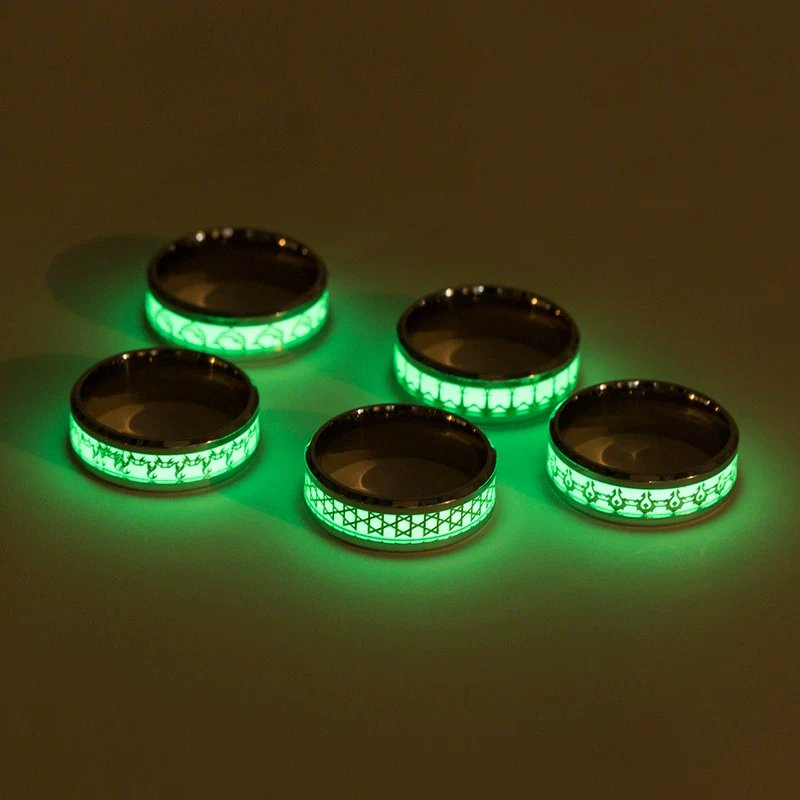 Game Peripheral Ring Stainless Steel With Letters Numbers Text Dripping Oil Luminous Jewelry - Image 2