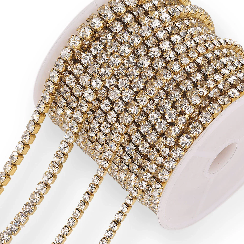 Garment Accessories Square Metal Electroplated Water Drill Claw Chain For Jewelry