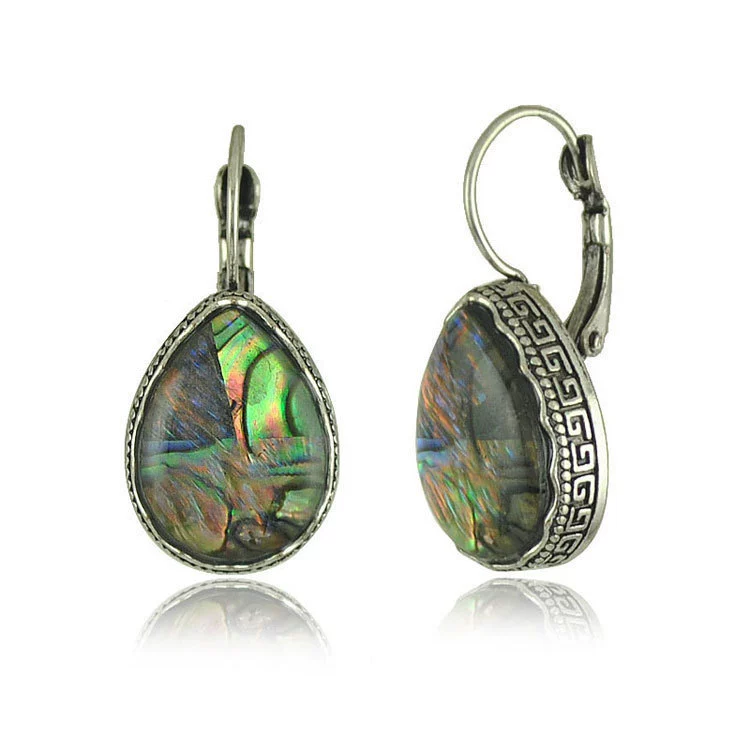 Gemstone Earrings Retro Style Alloy Owl Shell Electroplating For Women - Image 4