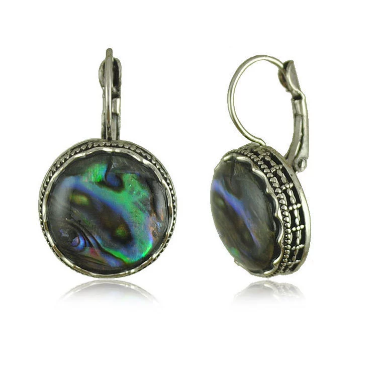 Gemstone Earrings Retro Style Alloy Owl Shell Electroplating For Women - Image 7