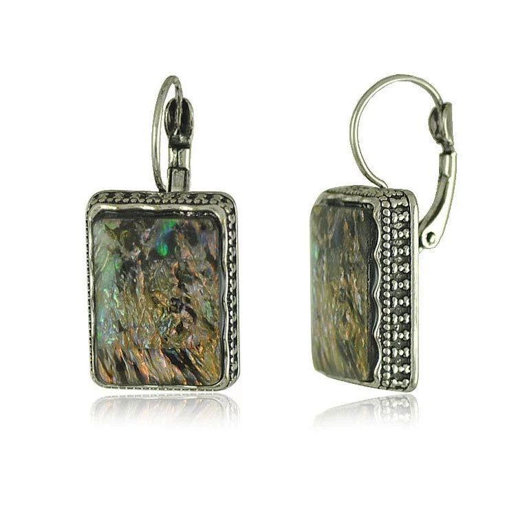 Gemstone Earrings Retro Style Alloy Owl Shell Electroplating For Women - Image 9